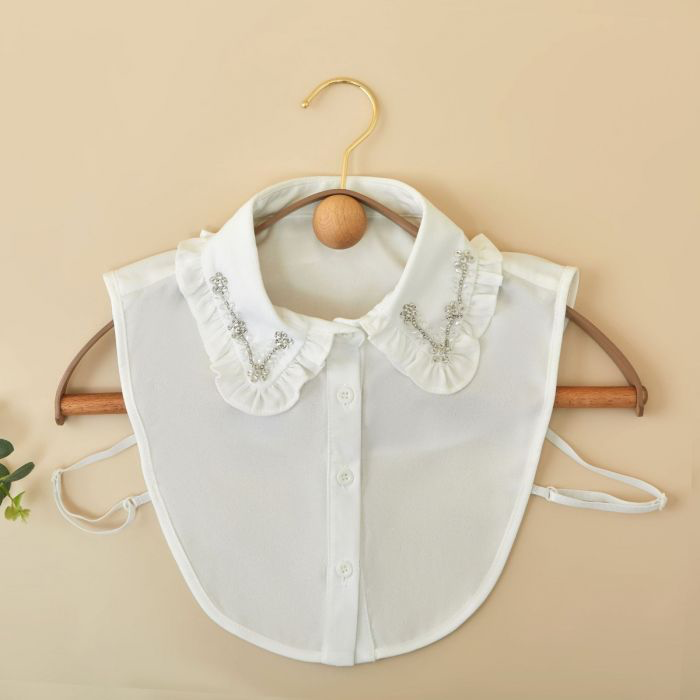 White Frill & Embellished Shirt Collar