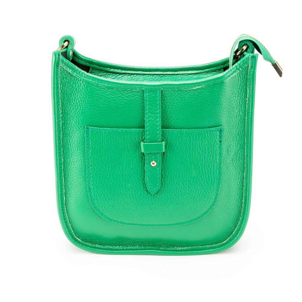 Emerald Leather Messenger Crossbody Handbag