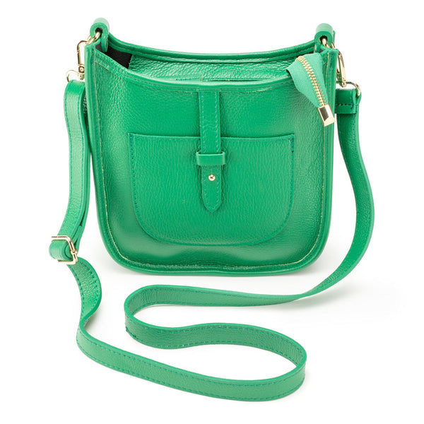 Emerald Leather Messenger Crossbody Handbag