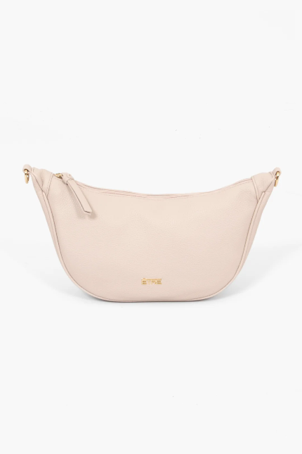 Stevie Nude Pebbled Faux Leather Half Moon Handbag