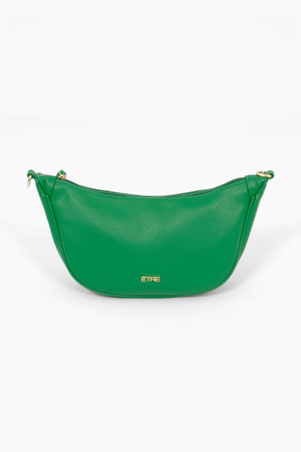 Stevie Green Pebbled Faux Leather Half Moon Handbag