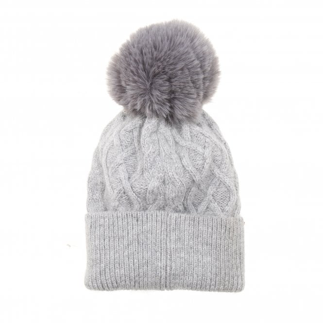 Dove Cable Knit Pom Pom Hat