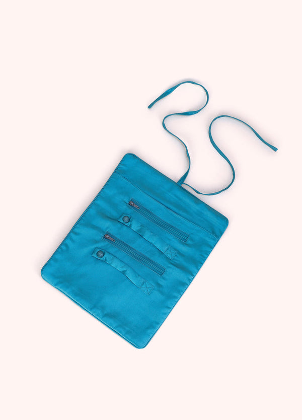 Powder Blue Iris  Velvet Jewellery Roll