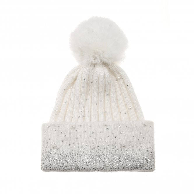 Winter White Sparkle Pom Pom Hat