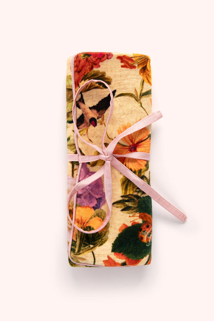 Powder Cream Posy Velvet Jewellery Roll