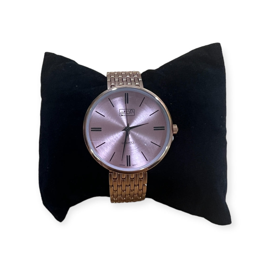 Rose Gold Strap Watch With Rose Face