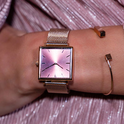 Bayswater Rose Gold & Blush Square Face Watch