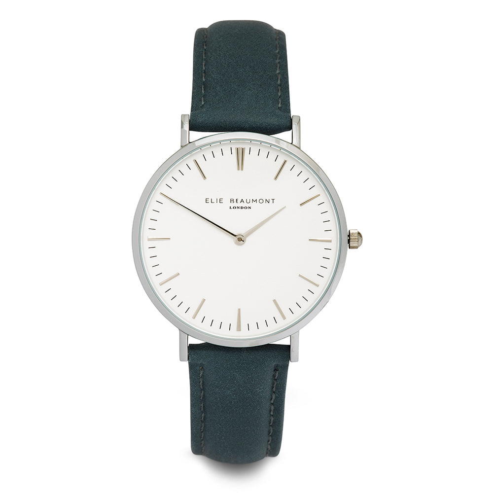 Oxford Large White & Navy Strap Watch