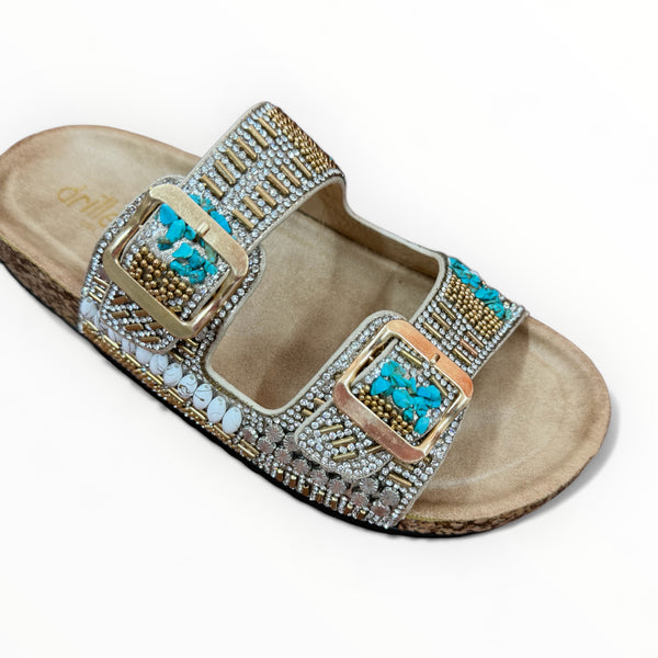 Drilleys Aqua Daze Embellished Footbed Sandals