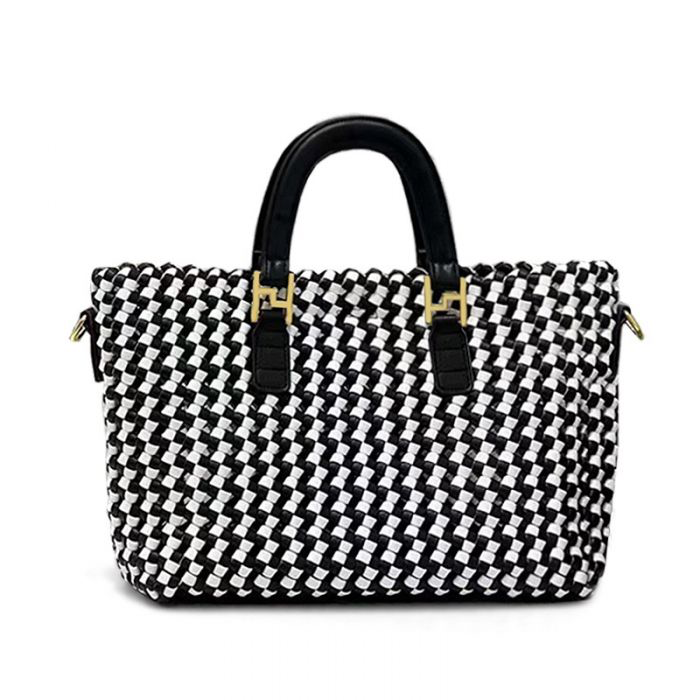 Black & White Weave Handbag