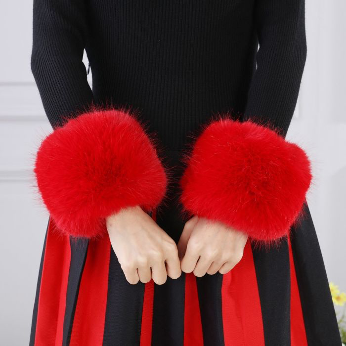 Red Faux Fur Cuffs