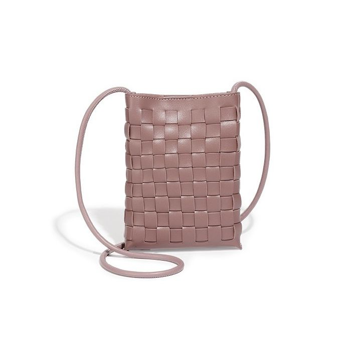 Dusky Pink Weave Crossbody Handbag