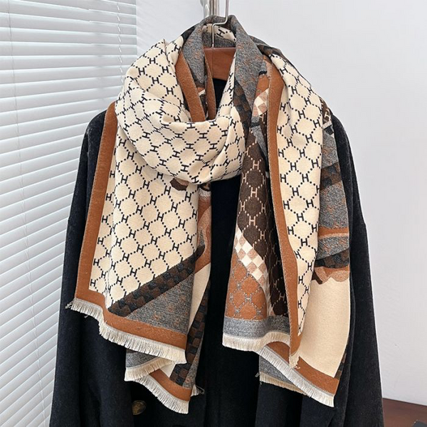 Brown & Grey Horse Motif Scarf