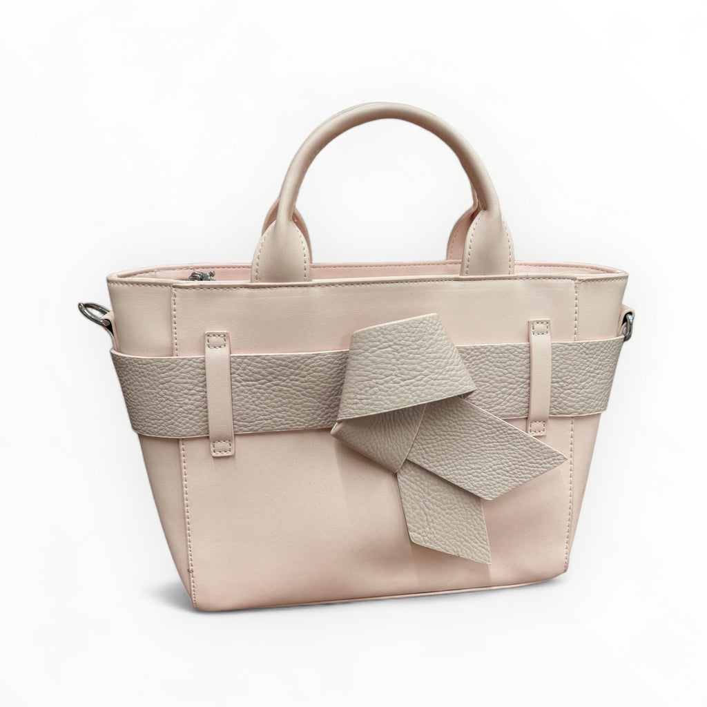 Blush Pink Bow Trim Handbag