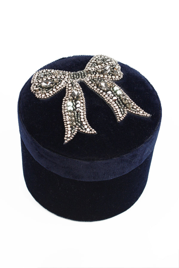 Navy Bow Trinket Box