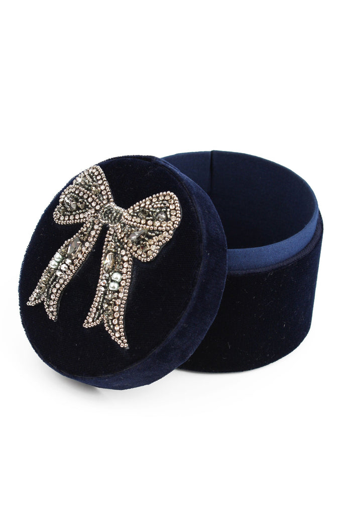Navy Bow Trinket Box