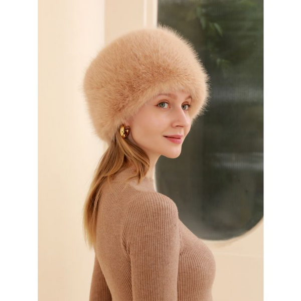 Taupe Faux Fur Cossack Hat