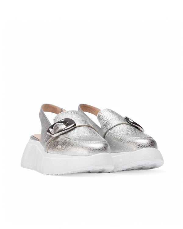 Wonders Metallic Silver Slingback