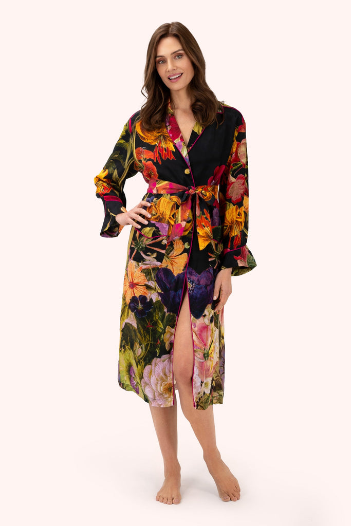 Powder Midnight Posy Satin Gown