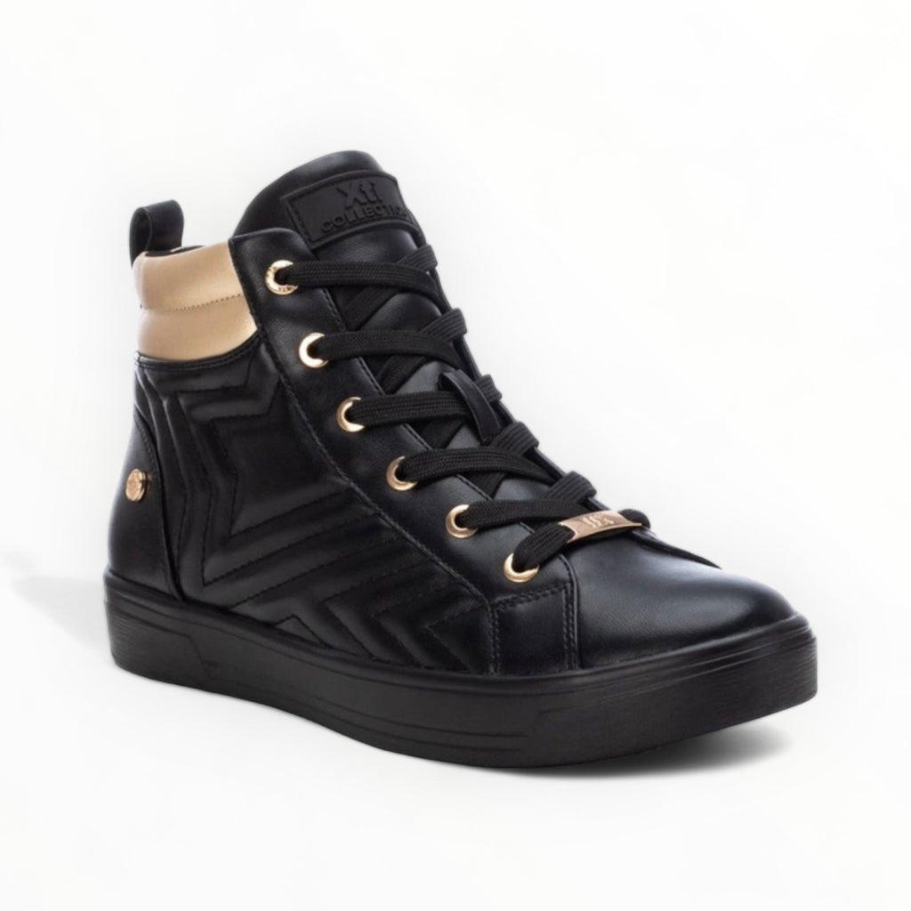 XTI Black & Gold High Top Trainers
