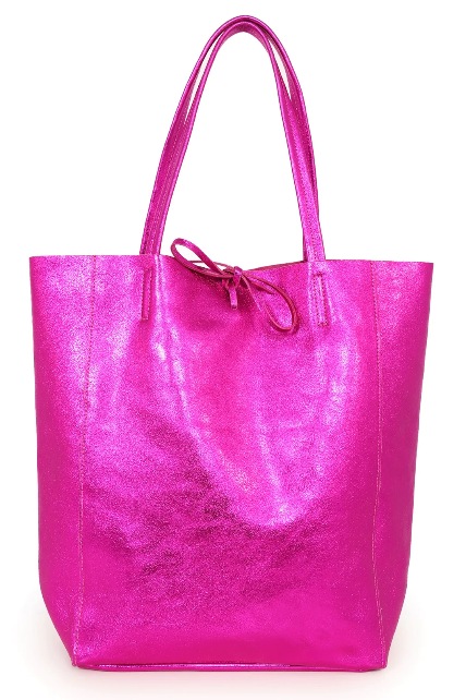 Metallic Pink Leather Shoulder Bag