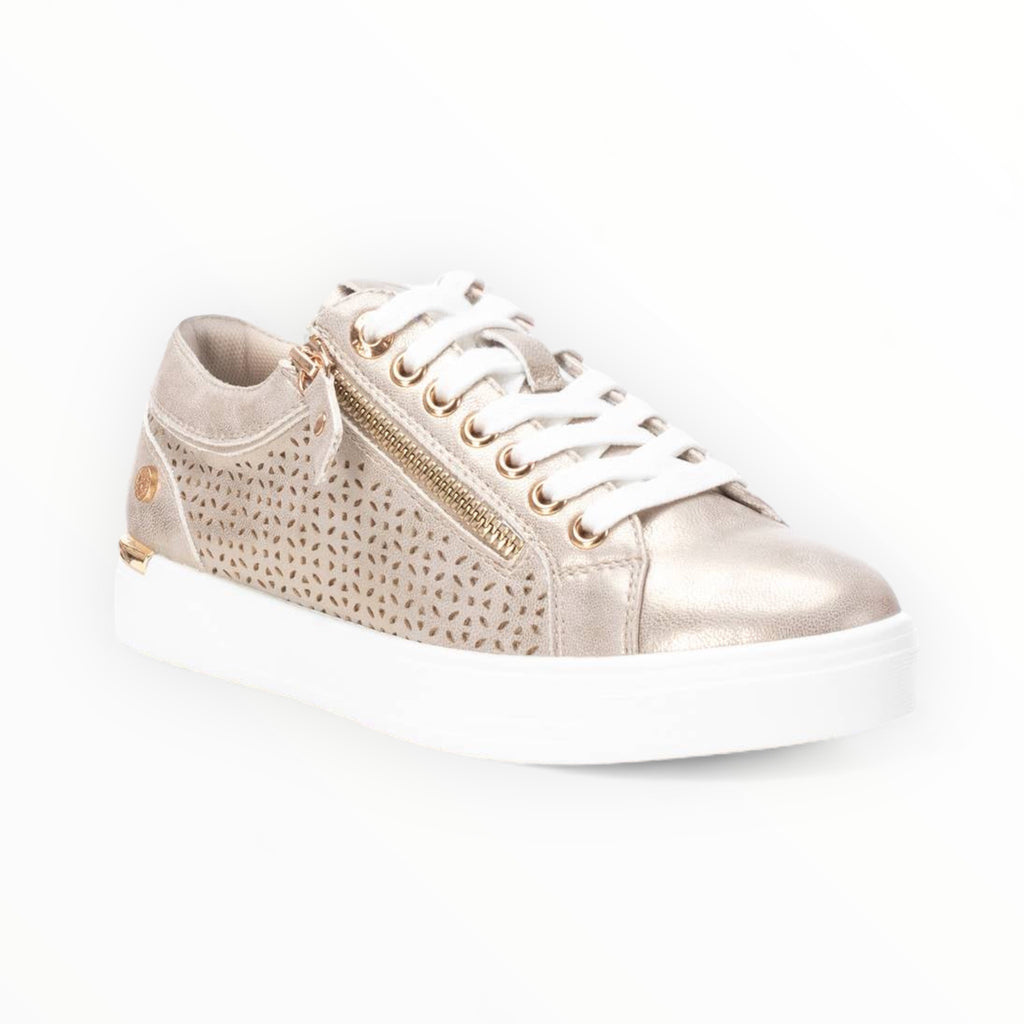 Gold Laser Cut XTI Zip Up Trainers