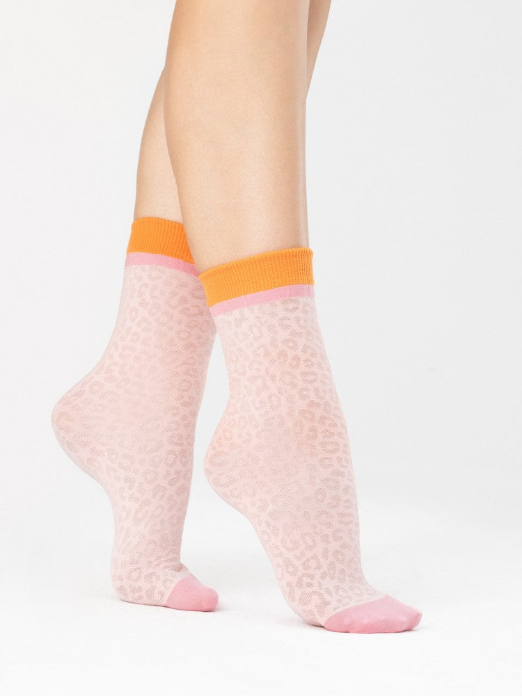 Rose Ballet & Orange Leopard Print Socks