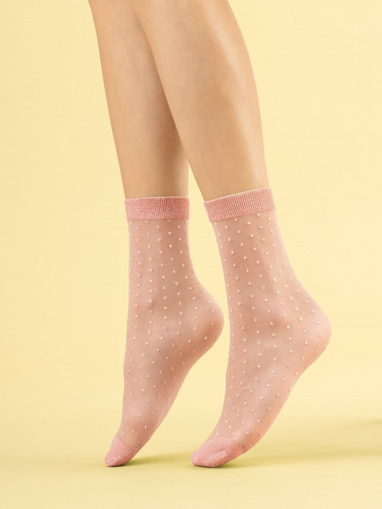 Powder Pink Metallic Polka Dot Socks