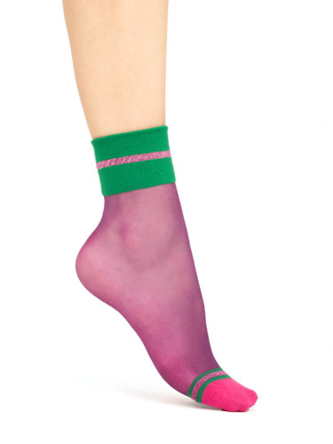 Violet & Green Shimmer Sheer Socks