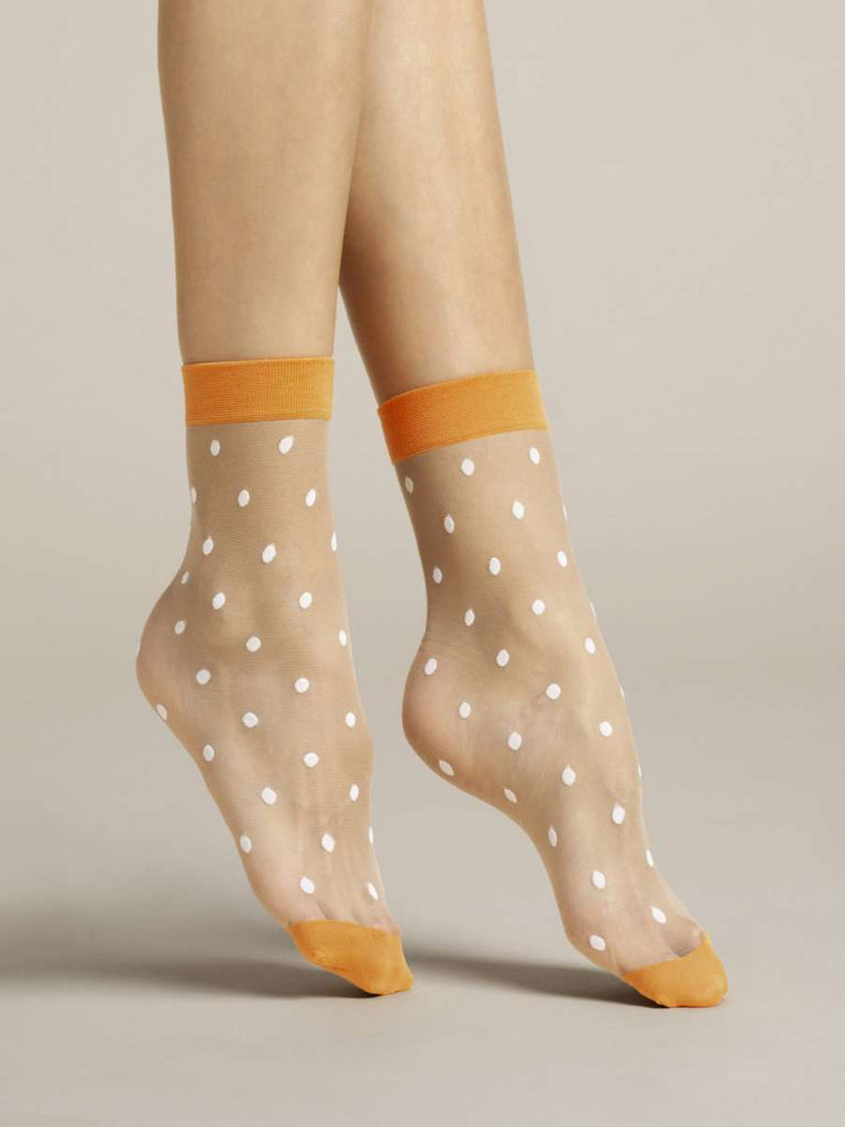 Orange & White Polka Dot Socks