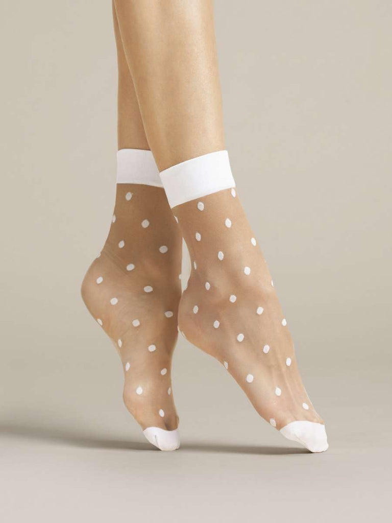 White & Sheer Polka Dot Socks