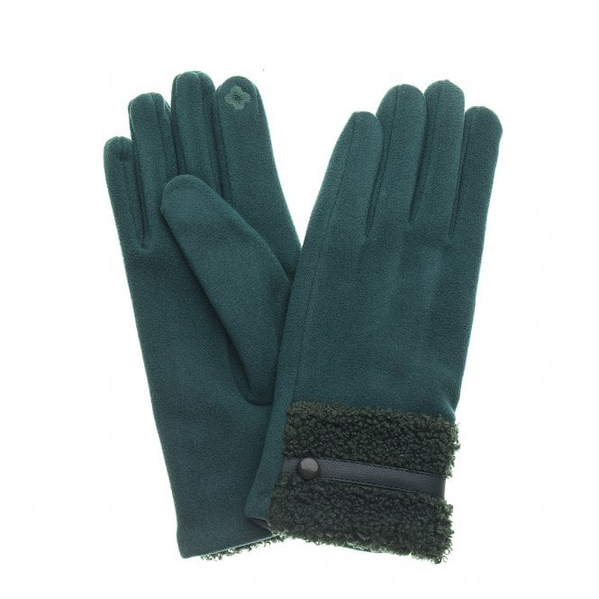Jade Suede & Faux Fur Gloves
