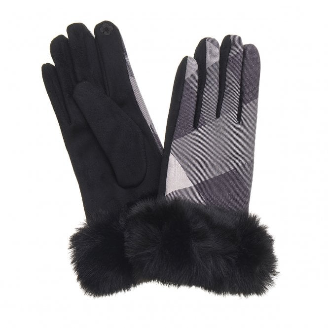 Black & Grey Check Gloves
