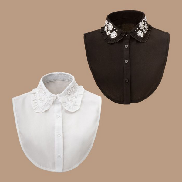 Black Frill Pearl Embellished Collar
