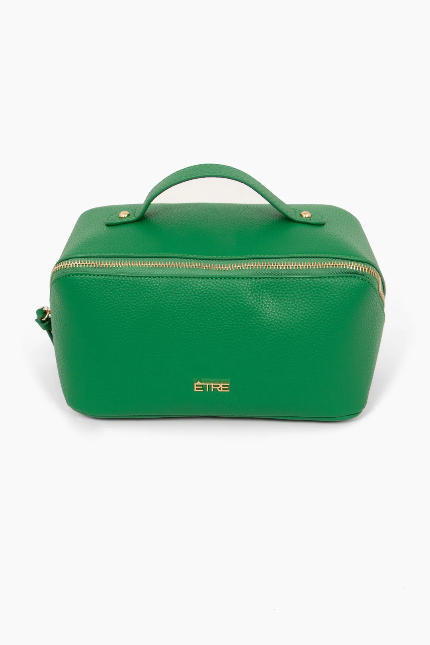 Mila Green Pebbled Faux Leather Vanity Bag
