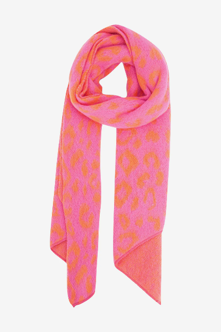 Nico Pink & Orange Leopard Print Heavyweight Scarf