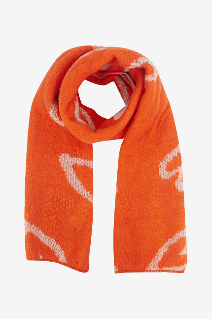 Zuri  Orange Heart Print Heavyweight Scarf