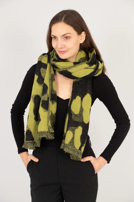 Jamie Lime & Black Leopard Print Heavyweight Scarf