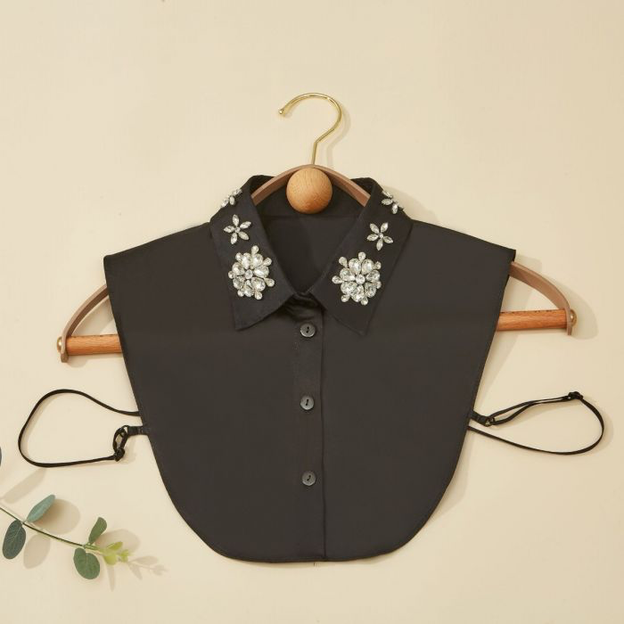 Black Large Jewel Embellished Collar