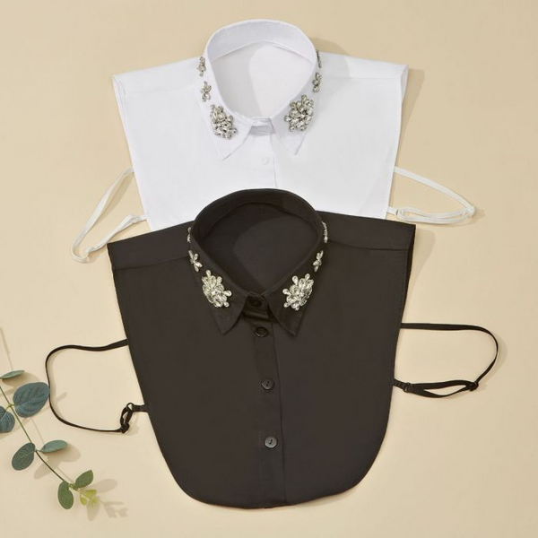 White Large Jewel Embellished Collar