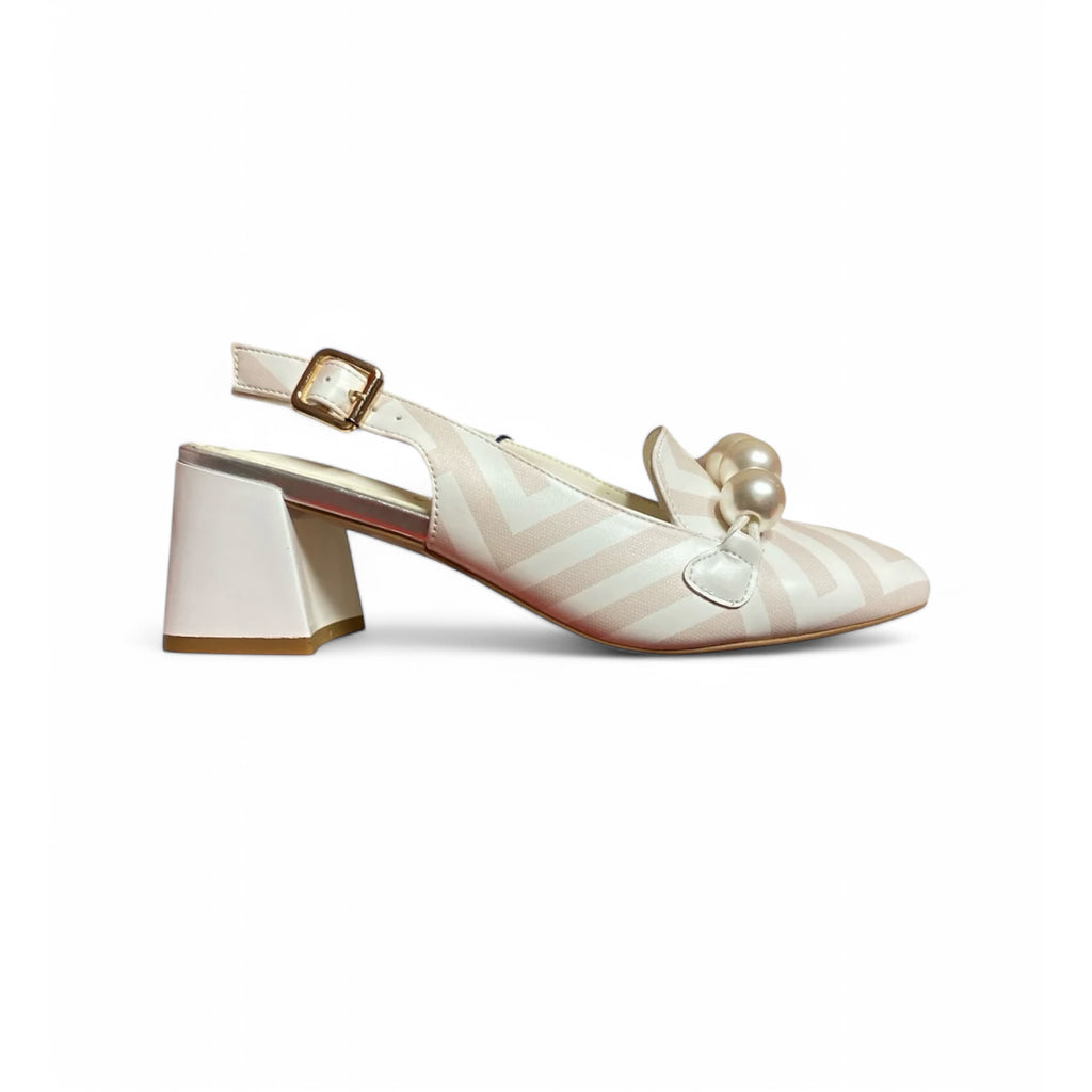 Dancing Matilda Trapeze 016 White & Pearl Slingback Shoes
