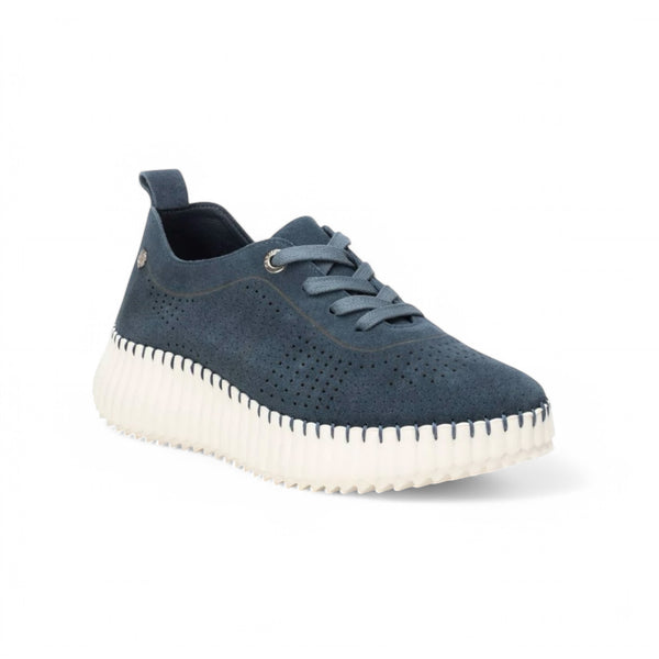 Carmela Navy Suede Openwork Trainers