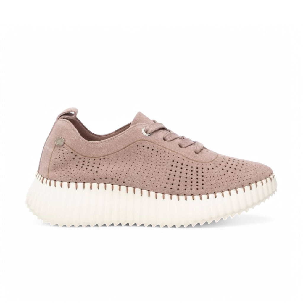 Carmela Nude Suede Openwork Trainers
