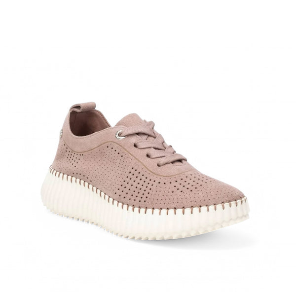 Carmela Nude Suede Openwork Trainers