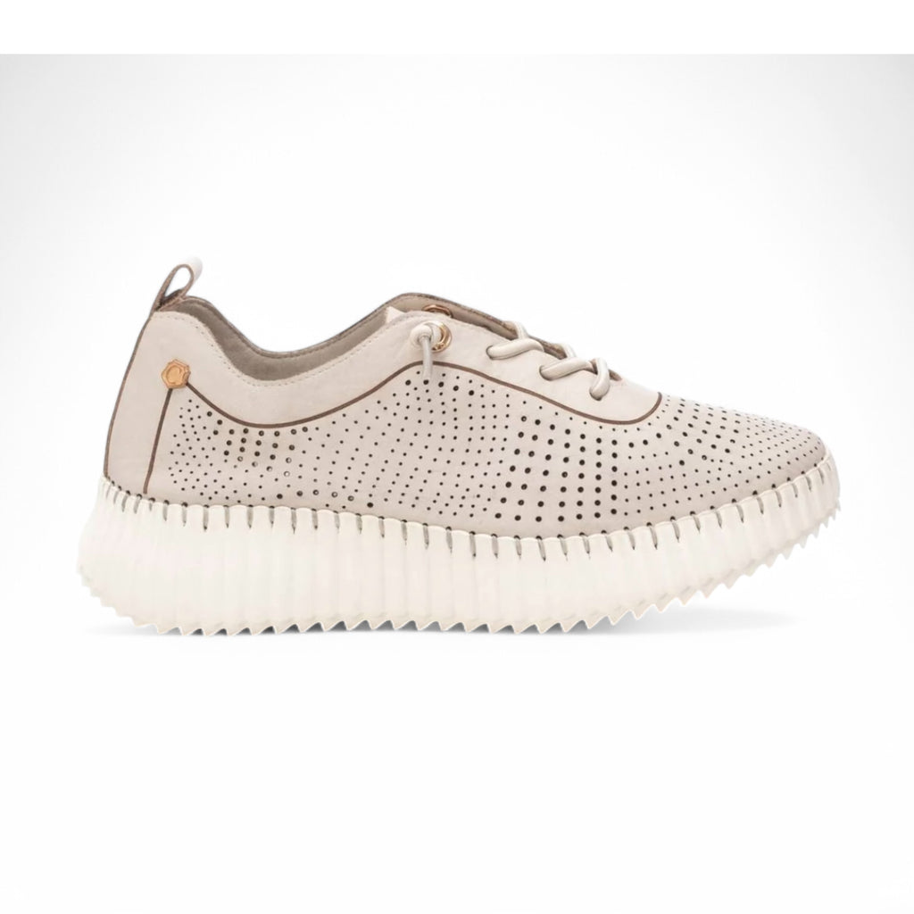 Carmela Beige Leather Trainers