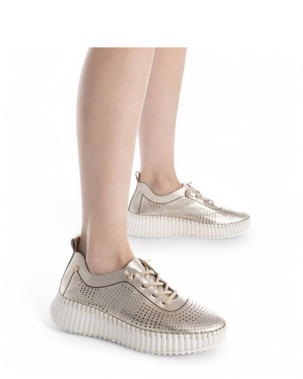 Carmela Gold Leather Trainers
