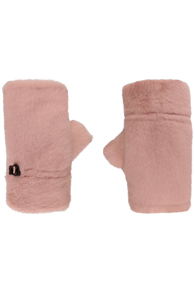 Pink Faux Fur Fingerless Gloves