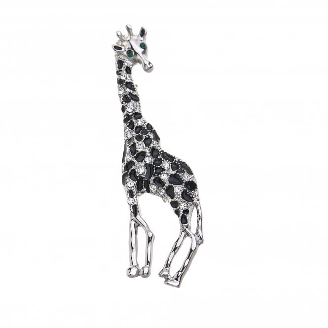 Crystal & Black Giraffe Brooch*
