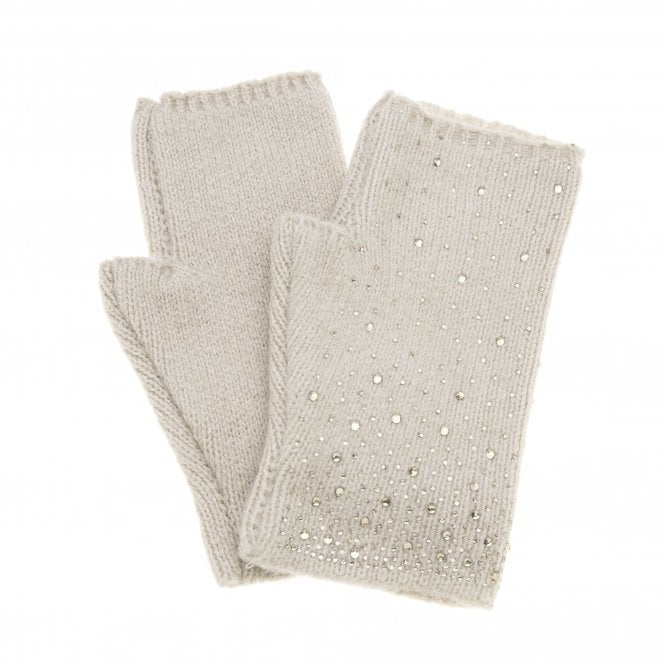 Cream Sparkle Fingerless Gloves