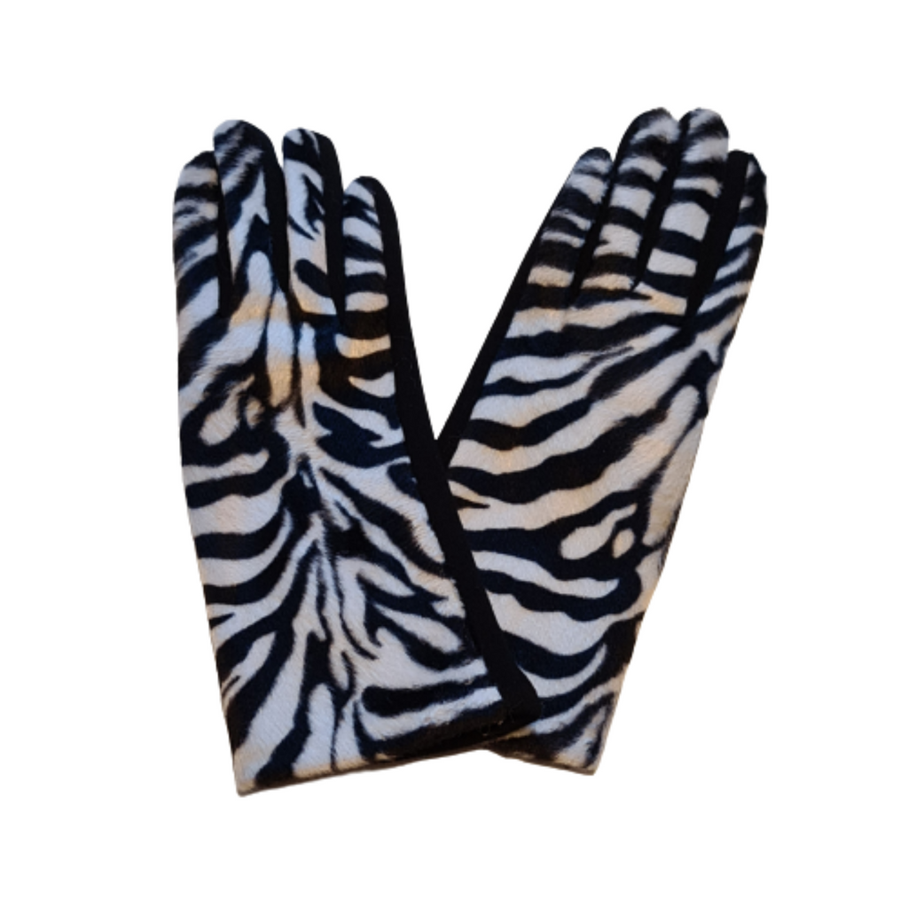 Black & White Zebra Print Gloves